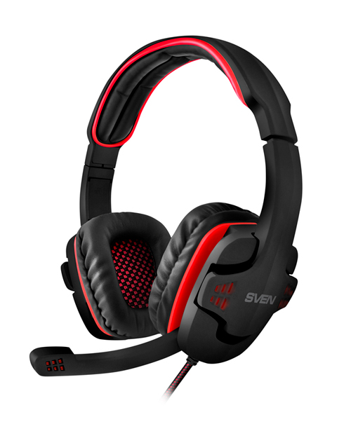 Игровые стереонаушники с микрофоном SVEN AP-G855MV, черный-красный (SV-015640)
