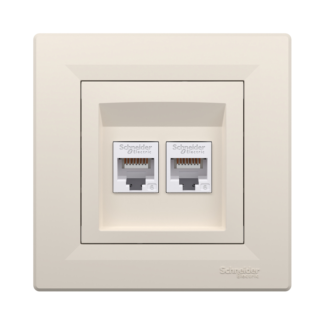 Розетка двойная компьютерная SE EPH4800123 Asfora RJ45 кат. 6 в сборе кремовый (EPH4800123)