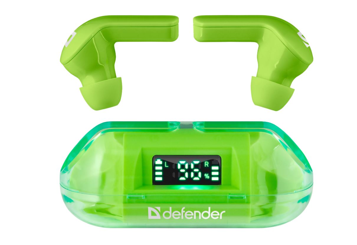 Наушники-вкладыши беспроводные Defender Twins 916 зеленый (63917)