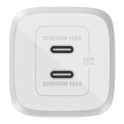 Зарядное устройство Belkin 45W PD PPS Dual USB-C Universal (WCH011vfWH)