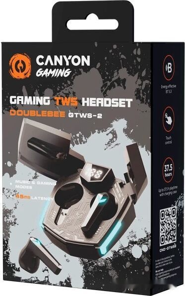 Наушникибеспроводные TWS Canyon Doublebee GTWS-2 Gaming, Black (Doublebee GTWS-2/BK)