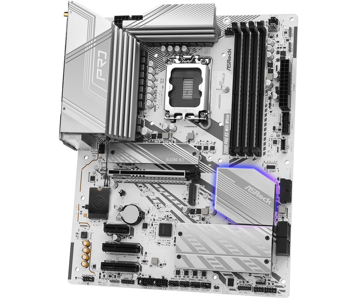 Материнская плата ASRock Z890 PRO RS WIFI WHITE  (Z890 PRO RS WIFI WHITE) - 68651 (90-MXBQC0-A0UAYZ)