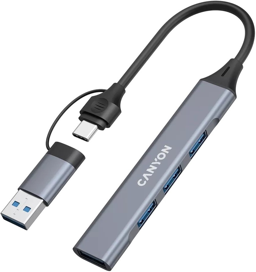 USB-хаб Canyon OnHub 02 4in1 USB-A/C Grey (CNS-TDS02G)