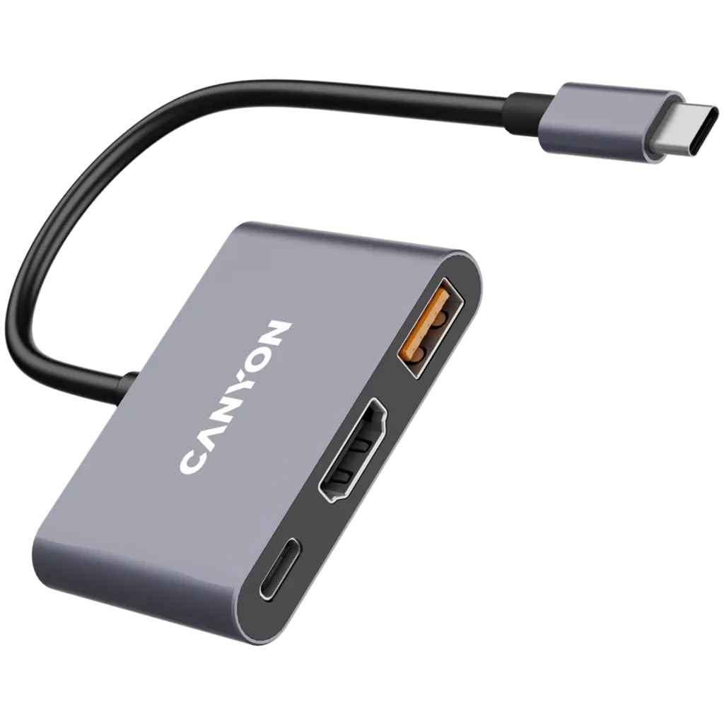 USB-хаб Canyon DS-4 3in1 USB-C Grey (CNS-TDS4)