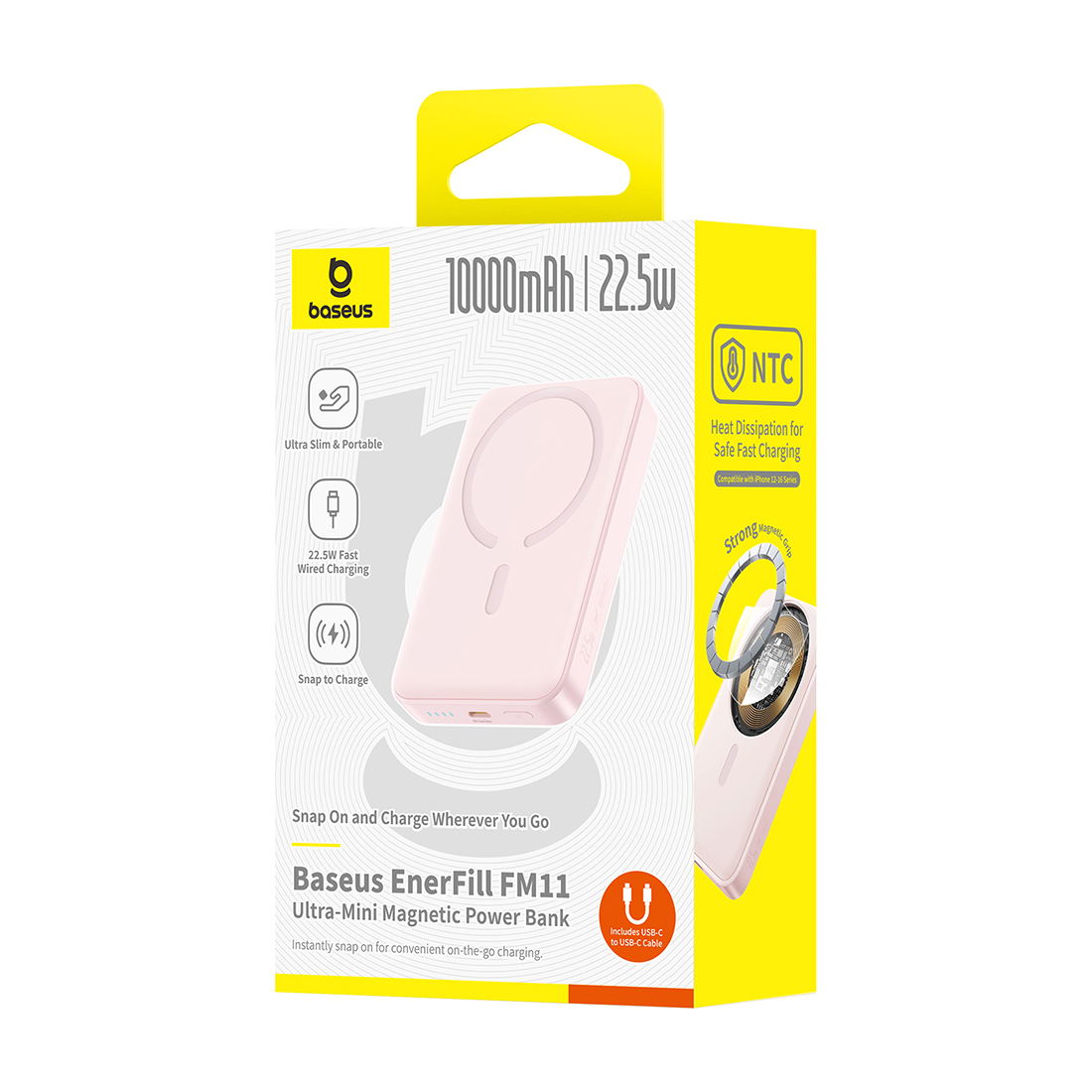 Портативный внешний аккумулятор Baseus EnerFill FM11 Ultra-Mini, 10000mAh 22.5W - Pink (E0026601)