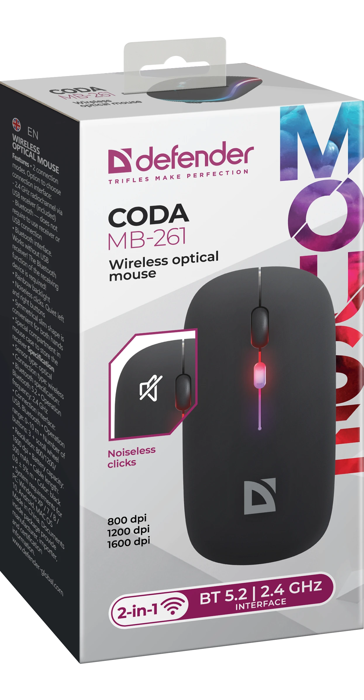 Мышь беспроводная Defender Coda MB-261 черный (52261)