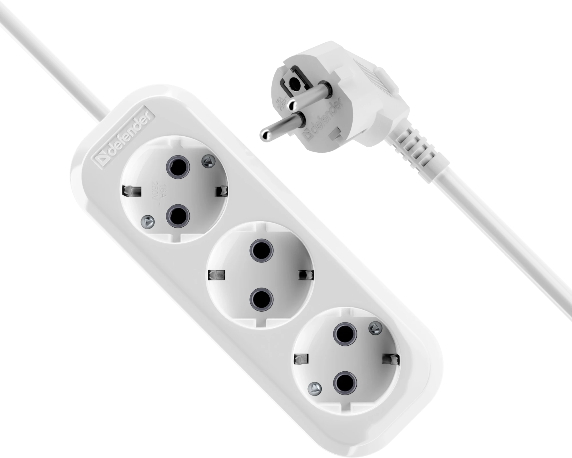 Удлинитель с заземлением Defender R330 16 А, 15 м, 3 розетки, белый (99370) Удлинитель с заземлением Defender R330 16 А, 15 м, 3 розетки, белый (99370)