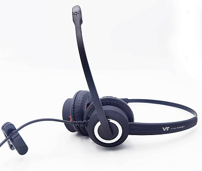 Проводная гарнитура VT6200-D QD(P)-RJ9(03), Дуо, HD звук, QD, переходник QD-RJ09(03) (VT6200-D QD(P)-RJ9(03))