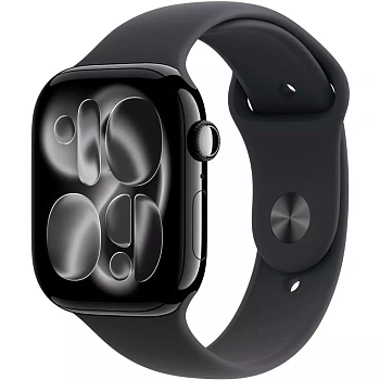 Смарт часы Apple Watch Series 11 GPS 46mm Jet Black Aluminium Case with Black Sport Band - M/L (MEUX4RK/A)