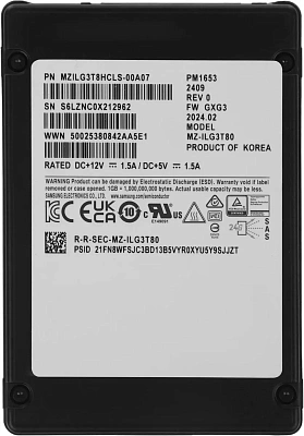 Твердотельный накопитель SSD SAMSUNG PM1653 Enterprise SSD, 3.84TB 2.5” SAS (MZILG3T8HCLS-00A07)