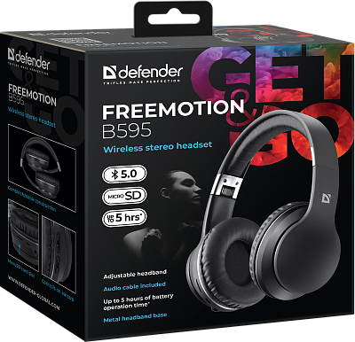 Наушники-гарнитура беспроводные Defender FreeMotion B595 черный (63596)