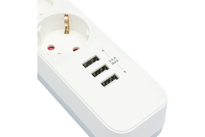 Сетевой фильтр Гарнизон, 4м, 4розеток, 3xUSB, white (EPS-4-U3-W-4)
