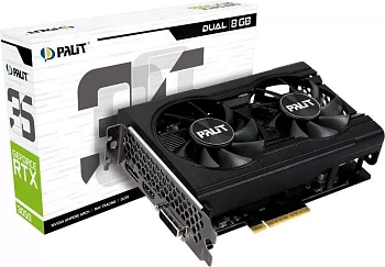Видеокарта Palit GeForce RTX 3050 Dual 8GB LHR (NE63050018P1-1070D LHR)