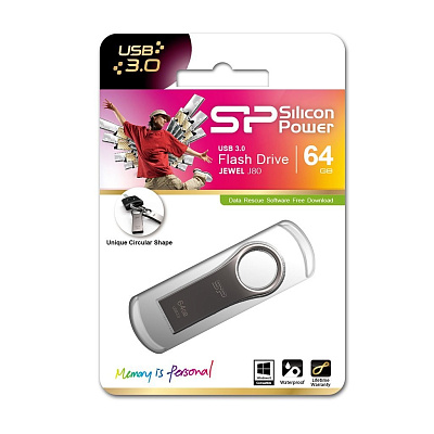Флэш-накопитель Silicon Power Jewel J80 128GB, Silver (SP128GBUF3J80V1T)