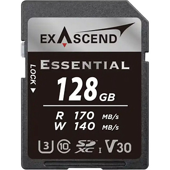 Карта памяти SD Exascend Essential, 128Gb, SDXC I, UHS-I (V30), R170/W140 (EX128GSDU1-S)