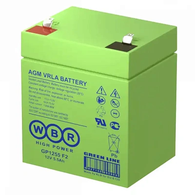 Батарея для UPS 12V,  5.5Ah, WBR GP1255 F2, 90x70x102mm (GP1255 F2)