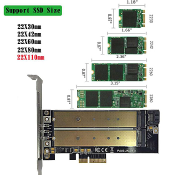 Преходник UGREEN для M.2 NVMe + M.2 NGFF с PCI-E 3.0x4 CM302 (70504) UGREEN