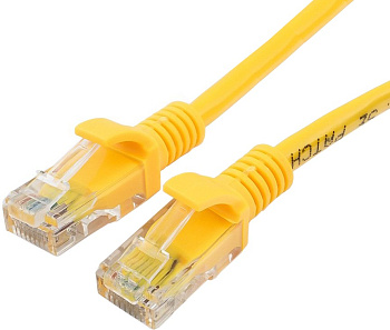 Патч-корд UTP Cablexpert PP12-1.5M/Y кат.5e, 1.5м, литой, многожильный (желтый) (PP12-1.5M/Y)