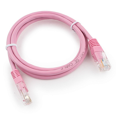Патч-корд UTP Cablexpert PP12-1M/RO кат.5e, 1м, литой, многожильный (розовый) (PP12-1M/RO)
