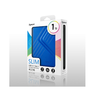Внешний жёсткий диск Apacer 1TB 2.5" AC236 Синий (AP1TBAC236U-1)
