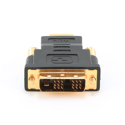 Переходник HDMI 19M/19M, золотые разъемы, пакет, черный (A-HDMI-DVI-1)