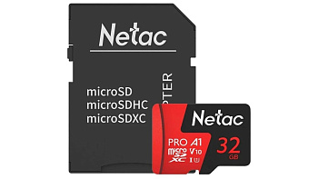  Карта памяти MicroSD, Netac P500 Extreme Pro 32GB 100MB/s Class 10, + SD Adapter (NT02P500PRO-032G-R)