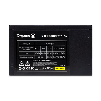 Блок питания X-Game Shadow 400W-RGB (Shadow 400W-RGB)
