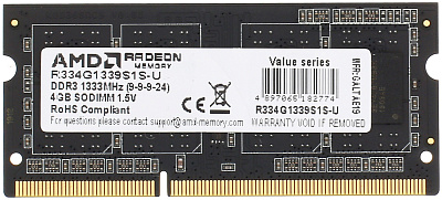 Оперативная память AMD Radeon R3 Value Series 4Гб (R334G1339S1S-U)