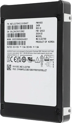 Твердотельный накопитель SSD SAMSUNG PM1653 Enterprise SSD, 3.84TB 2.5” SAS (MZILG3T8HCLS-00A07)