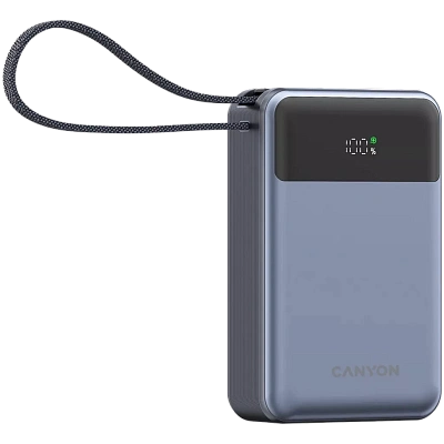 Power bank CANYON OnPower 600 built-in cable 20000 mAh PD65W Dark Grey (CNS-CPB600DG)