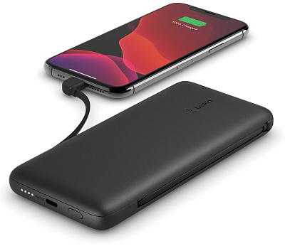 Портативный аккумулятор Belkin 10000mAh 23W integrated cables Black (BPB006BTBLK)