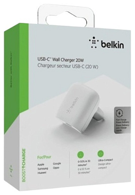 Сетевое зарядное устройство Belkin USB-C Wall Charger 20W белый (WCA003vfWH)