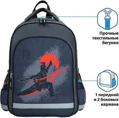 Рюкзак ПИФАГОР Samurai, Grey-Black (270662)