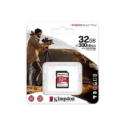 Карта памяти SD, Kingston Canvas React Plus, 32GB, SDR2/32GB, UHS-II (SDR2/32GB)