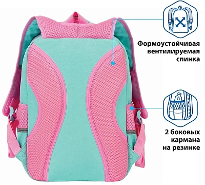 Рюкзак BRAUBERG Unicorn, Mint-Pink (229977)