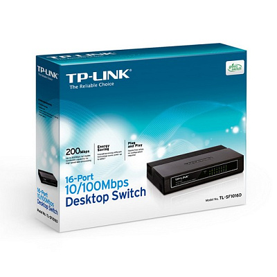 Коммутатор TP-Link TL-SF1016D 16-портовый 10/100 Мбит/с настольный коммутатор (TL-SF1016D)