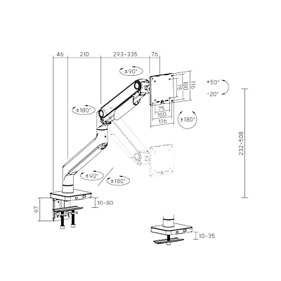  Настольный кронштейн с газлифтом Brateck LDT74-C012 (LDT74-C012)