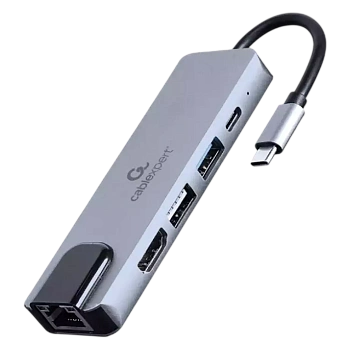 Конвертер Cablexpert USB Type-C 5-in-1 multi-port adapter (Hub HDMI PD LAN) (A-CM-COMBO5-04)