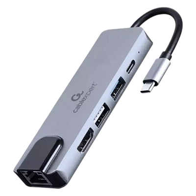 Конвертер Cablexpert USB Type-C 5-in-1 multi-port adapter (Hub HDMI PD LAN) (A-CM-COMBO5-04)