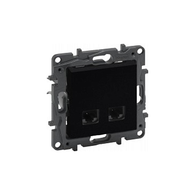 Информационная розетка двойная Niloe Step 2хRJ45 Кат.5e UTP Чёрный (863560)