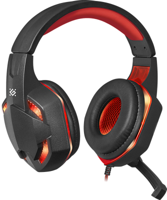 Игровая гарнитура стерео Defender Warhead G-370 черный+красный, кабель 2 м (64037)