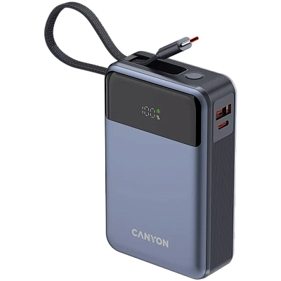 Power bank CANYON OnPower 600 built-in cable 20000 mAh PD65W Dark Grey (CNS-CPB600DG)