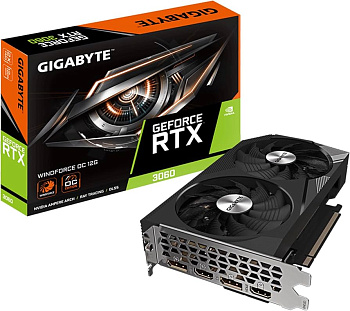 Видеокарта GPU NVIDIA,12 GB, Gigabyte RTX 3060 WF OC, 2HDMI/2DP, GDDR6/192bit (GV-N3060WF2OC-12GD REV2.0)