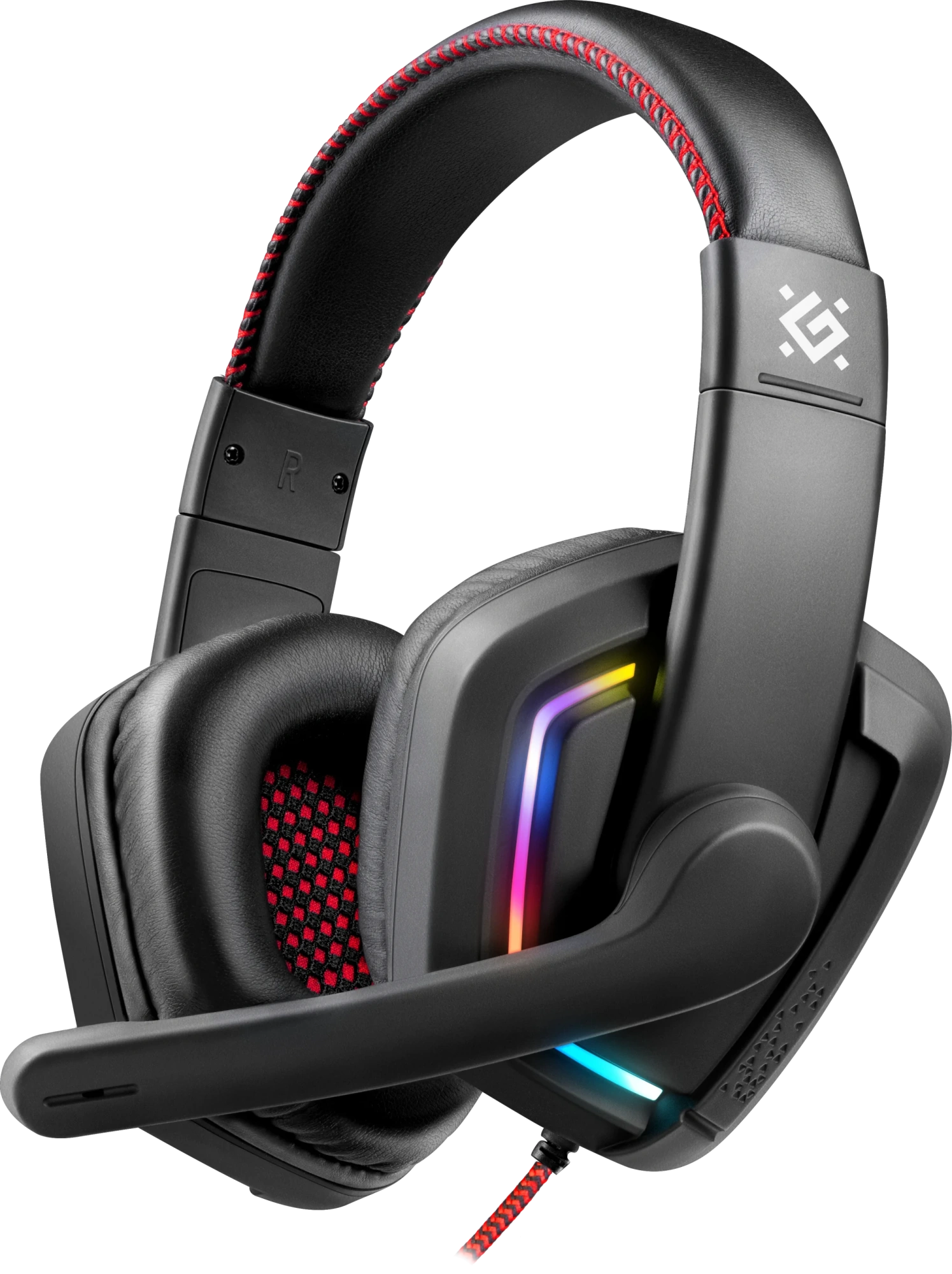 Игровая гарнитура Defender Quake LED черный, LED, провод 2 м (64515)