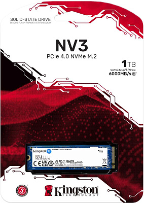 Твердотельный накопитель SSD Kingston NV3 1000GB M.2 NVMe PCIe 4.0 (SNV3S/1000GBK)