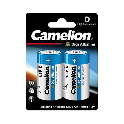 Батарейка CAMELION Digi Alkaline LR20-BP2DG 2 шт. в блистере (LR20-BP2DG)