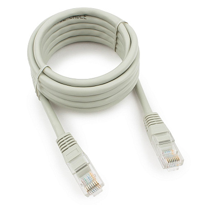 Патч-корд медный UTP Cablexpert PP10-2M кат.5e, 2м, литой, многожильный (серый) (PP10-2M)