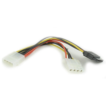 Кабель питания SATA Cablexpert CC-SATA-PSY2, 15см, molex 4pin/molex4pin+sata 15pin, на 2 устр. (CC-SATA-PSY2)