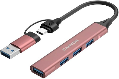 USB-хаб Canyon OnHub 02 4in1 USB-A/C Pink (CNS-TDS02P)