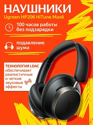 Гарнитура UGREEN Studio Pro Max6 HP206 (55687) Bluetooth, Черный